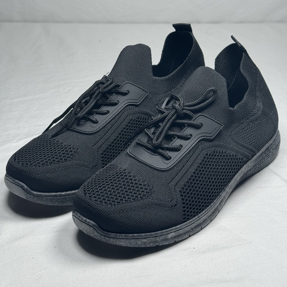 Black Knit Sneakers Mens Size 10.5 Lace Up Lightweight Casual‎ Running Shoes